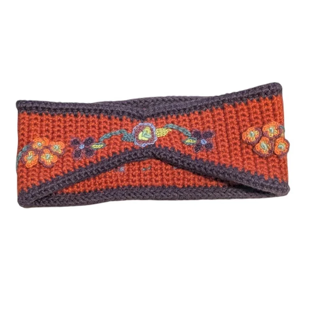 Little Journeys Chicago Alpaca Headband Ear Warmer Boho‎ Embroidered Knit Beaded